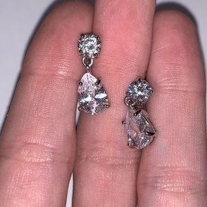 Teardrop crystal earrings dangling